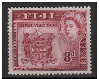 Fiji 1953  Scott 145 MH - 8p, Royal Visit 