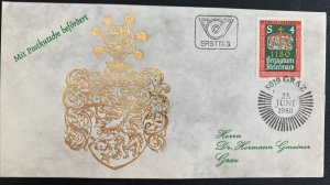 1980 Graz Austria First Day Wrapper Cover FDC Red Wax Seal