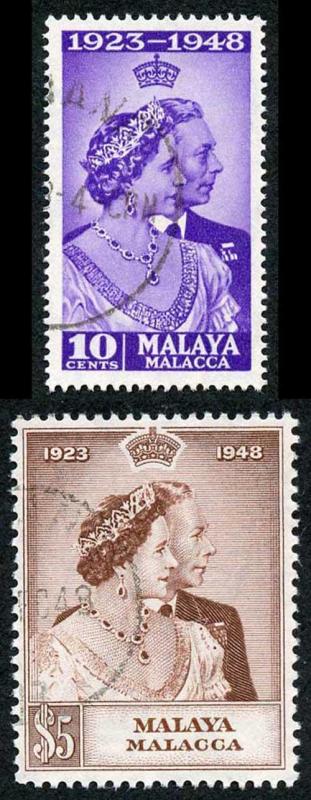 Malayan States Malacca SG1/2 1948 Silver Wedding Set Fine Used
