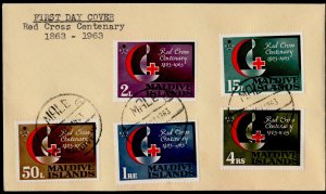 Maldives 124-8 on FDC - Red Cross 