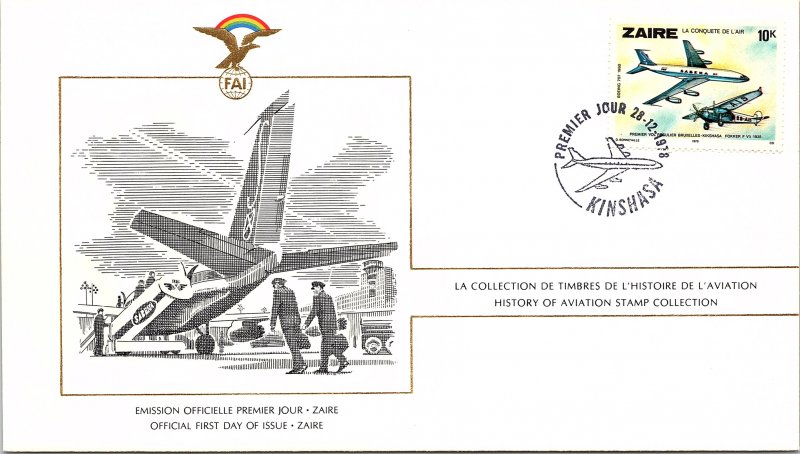 Zaire, Worldwide First Day Cover, Aviation