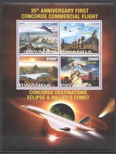 Vk131 2012 Space Concorde Flights Paris Cairo Halley'S Comet Solar Eclipse Mnh