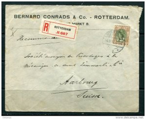 Netherlands 1916 Register Cover Rottetdam  Suisse WWI