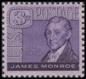 US 1105 James Monroe 3c single MNH 1958