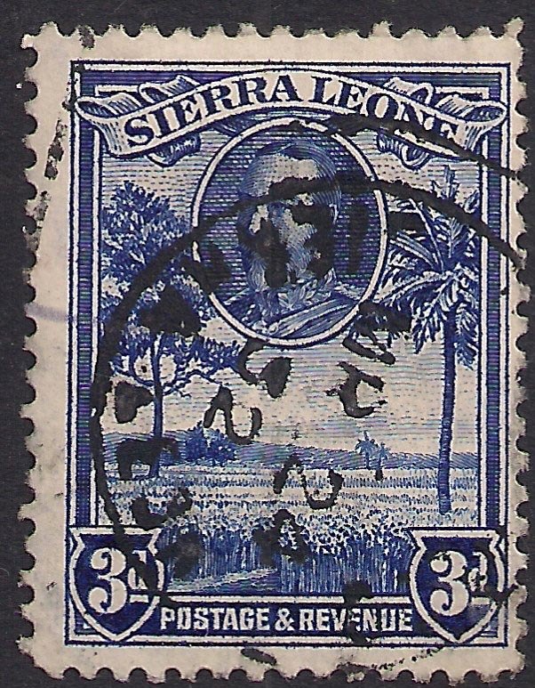 Sierra Leone 1932 KGV 3d Blue Rice Field used SG 159 ( J300 )