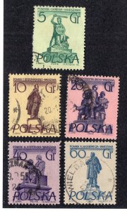 Poland 1955 5g to 60g Monuments, Scott 668-669, 671-672, 674 used