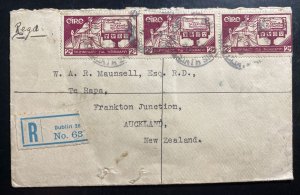 1938 Dublin Ireland National Bank Registered Cover To Aukland New Zealand