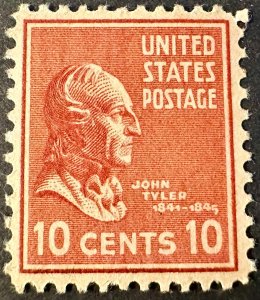 US # 815 John Tyler 10c 1938 Mint OG LH