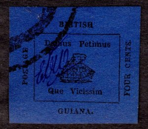 1856, British Guiana 4c, Used, Sc 16, Forgery