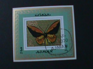 AJMAN-1970-COLORFUL BEAUTIFUL LOVELY BUTTERFLY-CTO-IMPERF-S/S VF-FANCY CANCEL