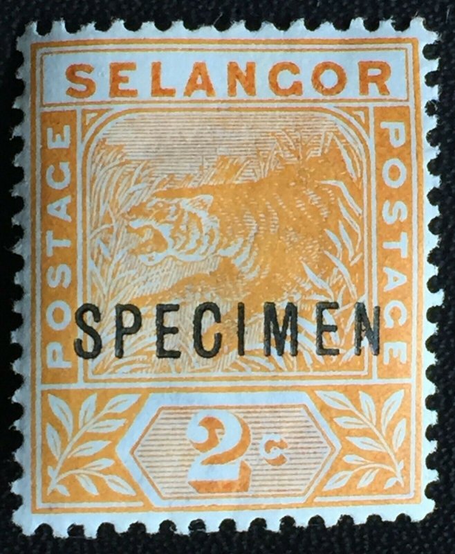 Malaya 1895 SPECIMEN opt Selangor Tiger 2c MH SG#51s M2472