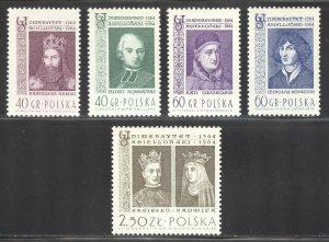 Poland Scott 1226-30 MNHOG - 1964 Jagiellonian University 600th - SCV $1.75