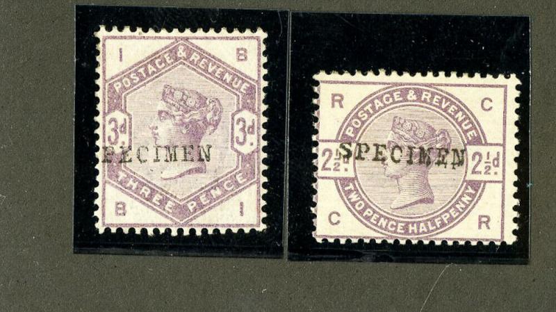 Great Britain Stamps # 101-2 FVF OG LH Specimen