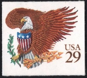 SC#2595 29¢ Eagle & Shield Booklet Single (1992) SA