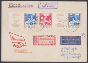 GERMANY - 1972 REGISTERED AIR MAIL ENVELOPE TO USA WITH STAMPS