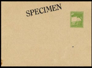 Palestine, 1931 3m yellow green, postal stationery wrapper, overprinted Spec...