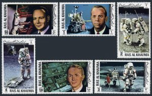 Ras Al Khaima 701-706,MNH. Apollo 14,1972.Michell,Shepard,Roosa,Working on Moon.