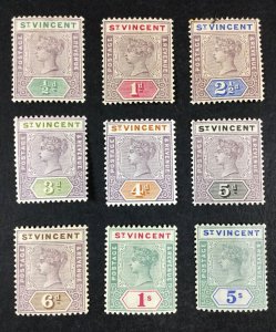 MOMEN: ST. VINCENT SG #67-75 1899 MINT OG H/1NH(5d) £170 LOT #68072*