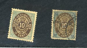 DANISH W INDIES #10 10A USED FVF Cat $105