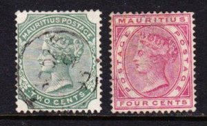 Album Treasures Mauritius Scott #  70,72  2c,4c Victoria Very Fine Used CDS