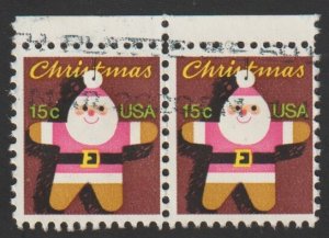 SC# 1800 - (15c) -  Christmas Santa, Used Pair