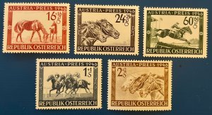 Austria B179-183 / 1946 Race Horses Stamps / Complete Set / MH
