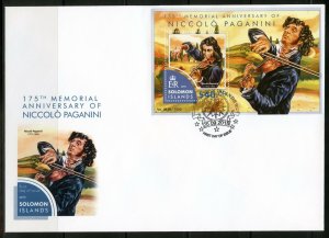 SOLOMON ISLANDS 2015 175th MEMORIAL ANNIVERSARY OF NICCOLO PAGANINI S/S FDC