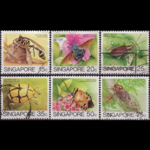 SINGAPORE 1988 - Scott# 455a-60a Insects Redrawn 15-75c Used