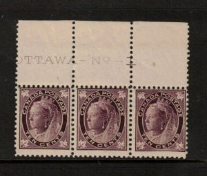 Canada #73 Mint Plate #1 Strip Of Three Never Hinged