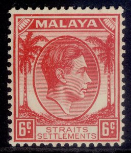 MALAYSIA - Straits Settlements GVI SG282, 6c scarlet, M MINT. Cat £11.