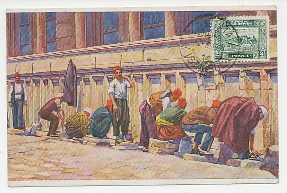 Postcard Turkey 1931 Ablutions before prayer