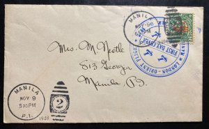 1928 Manila Philippines First Flight airmail Cover LOF London Orient Flight