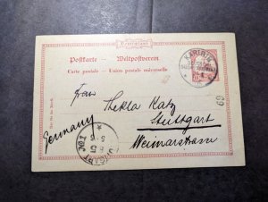 1905 German South West Africa SWA Postcard Cover Karibib to Stuttgart Germany
