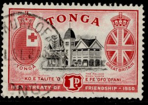 TONGA GVI SG96, 1d black & carmine, FINE USED.