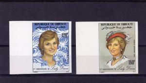 DJIBOUTI 1982  Sc#C158/C159  Diana Princess Birth Set (2) Imperforated MNH