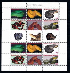 [NAV1946] Netherlands Antilles Antillen 2009 Reptiles Snakes MNH MS with tabs
