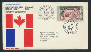 1973 Qantas First Flight Cover Papeete Vancouver AAMC 1766a SPECIAL - please ...