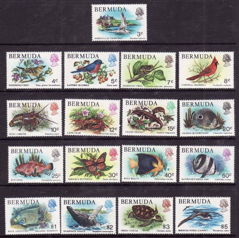 Bermuda-Sc#363-79- id6-unused NH set-Fish-Birds-Marine Life-1978-79-