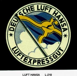 Air Line Label - Luft Hansa German Air Lines - Original