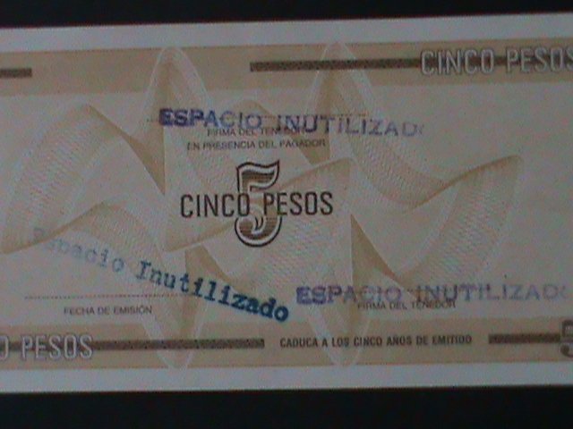 ​CUBA-NATIONAL BANK OF CUBA-$5-PESO-TOURIST EXCHANGE CERTIFICATE-UNC-VF-RARE