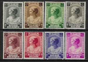 BELGIUM - #B200-#B207 - 1937 PRINCESS CHARLOTTE MINT SET MH