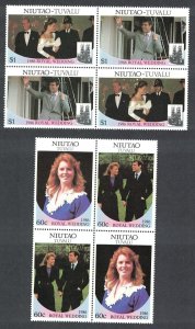 Tuvalu Niutao Royal Wedding Prince Andrew 4v Cross-blocks 1986 MNH SC#63-64