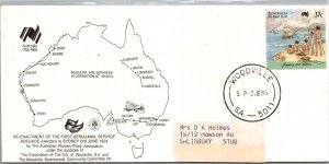 AUSTRALIA POSTAL HISTORY CACHET COVER COMM RE-ENACTMENT FIRST AIRMAIL YR'1985