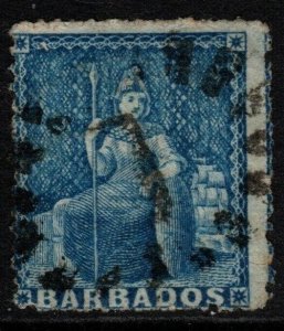 BARBADOS SG24 1861 (1d) DEEP BLUE USED