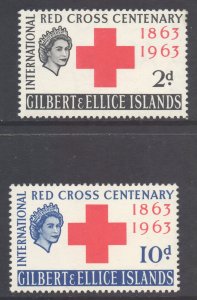 Gilbert Ellice Islands Scott 77/78 - SG80/81, 1963 Red Cross Set MNH**