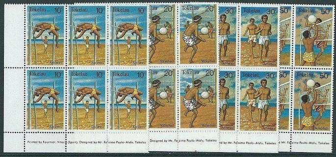 TOKELAU 1981 Sports set imprint blocks of 6 MNH............................41473