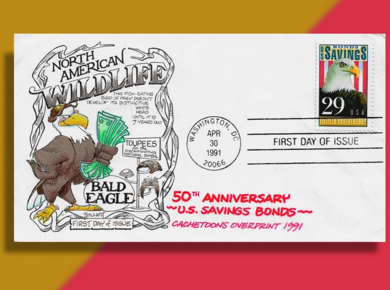 Bald Eagle Celebrates 50th Anniversary of US Savings Bonds! One-of-a-Kind FDC!