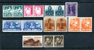 South Africa 1941. War Effort set of 7 Pairs & 2 Singles. Mint. (NH). SG88-96