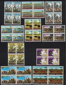 Rwanda Birds Zebra Elephant Buffalo Wild Animals 10v Blocks of 4 1965 MNH