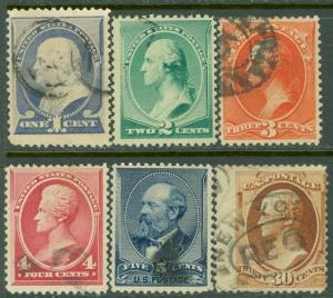 EDW1949SELL : USA 1887 Scott #212-17 Used. Fresh & pretty set. Cat $203